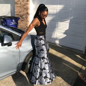 Black mermaid fit prom dress